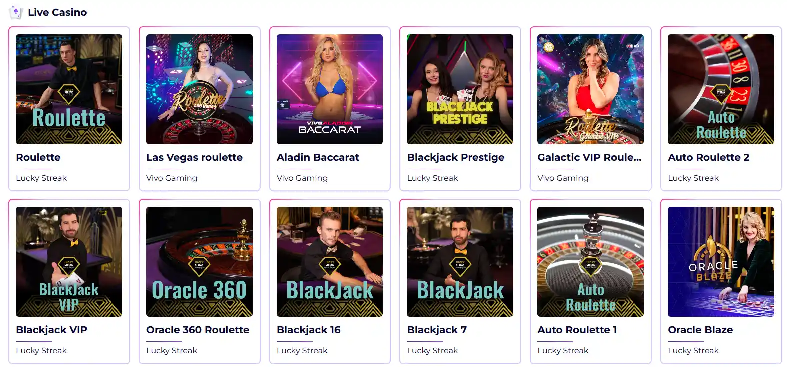 Slotroyals Casino Live Casino mit Roulette, Blackjack und Baccarat